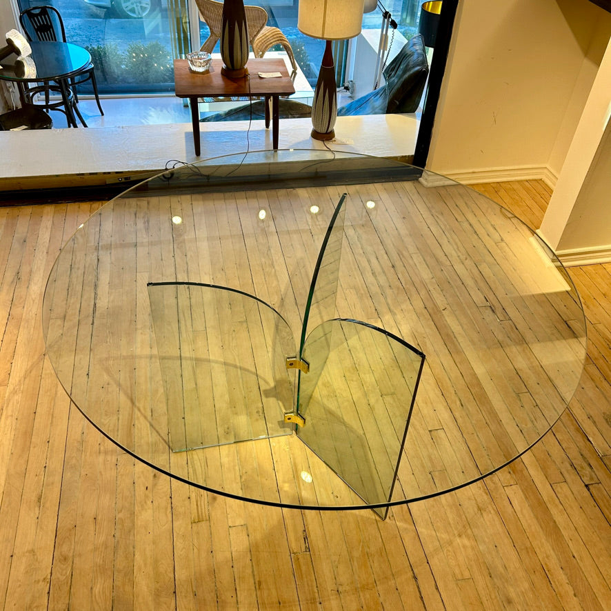 Table à diner en verre 1970s - 54" Diamètre