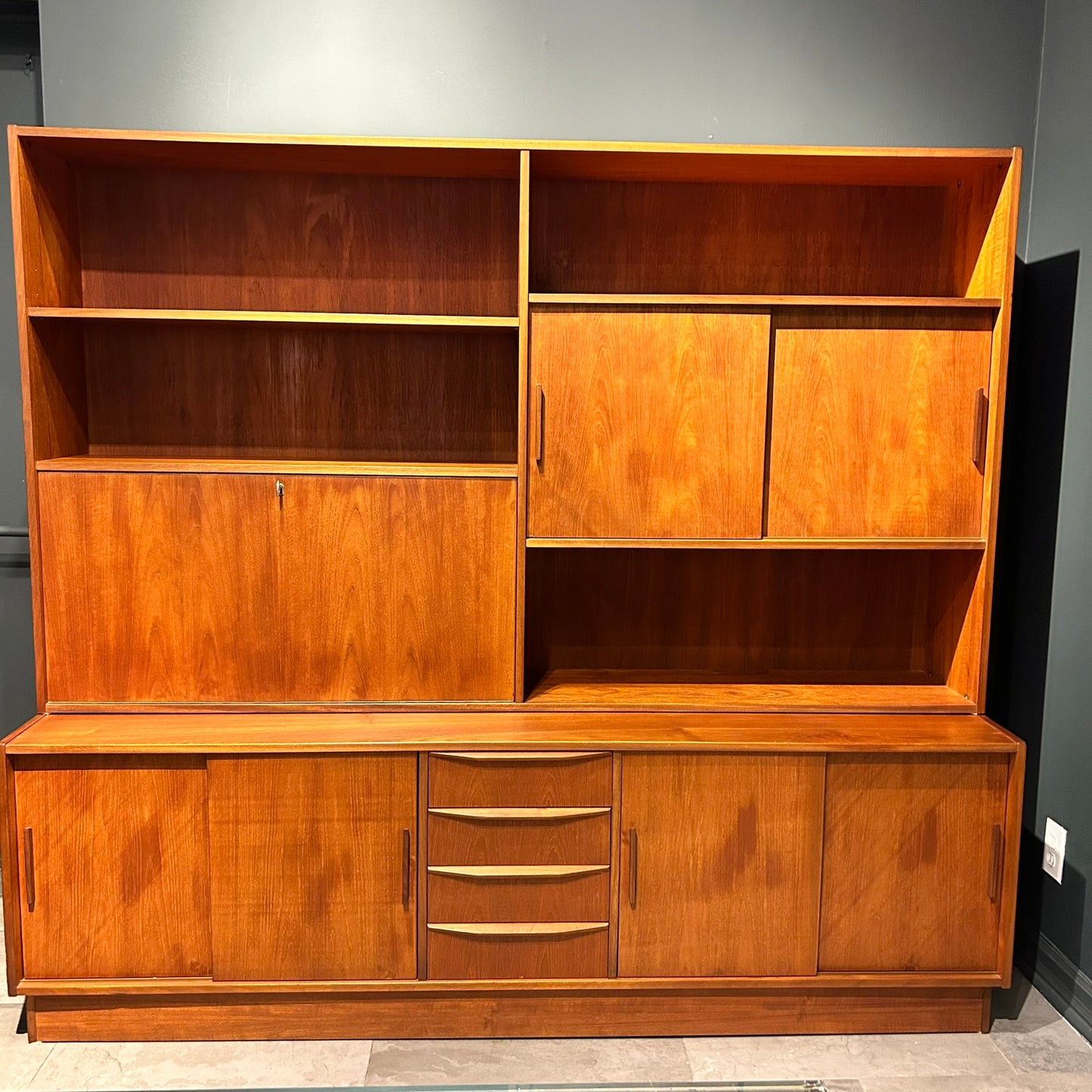 Danish teak 2 piece wall unit -1960s
