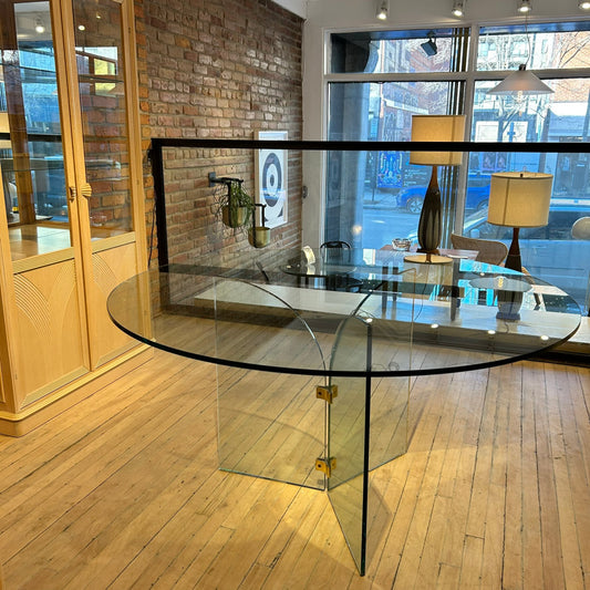 Table à diner en verre 1970s - 54" Diamètre