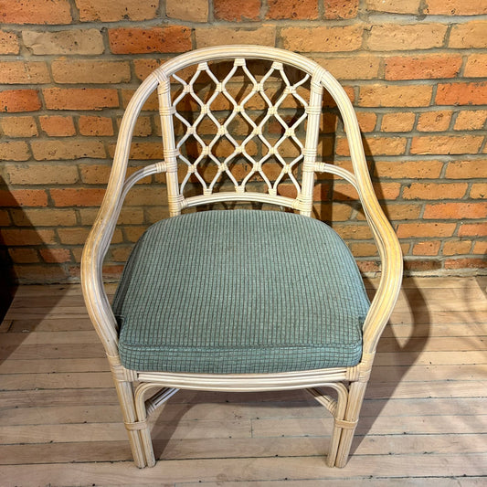 Chaises en Bambou avec coussin en velour vert